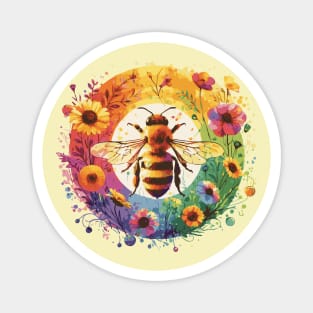 Bee and Flowers Rainbow Magnet